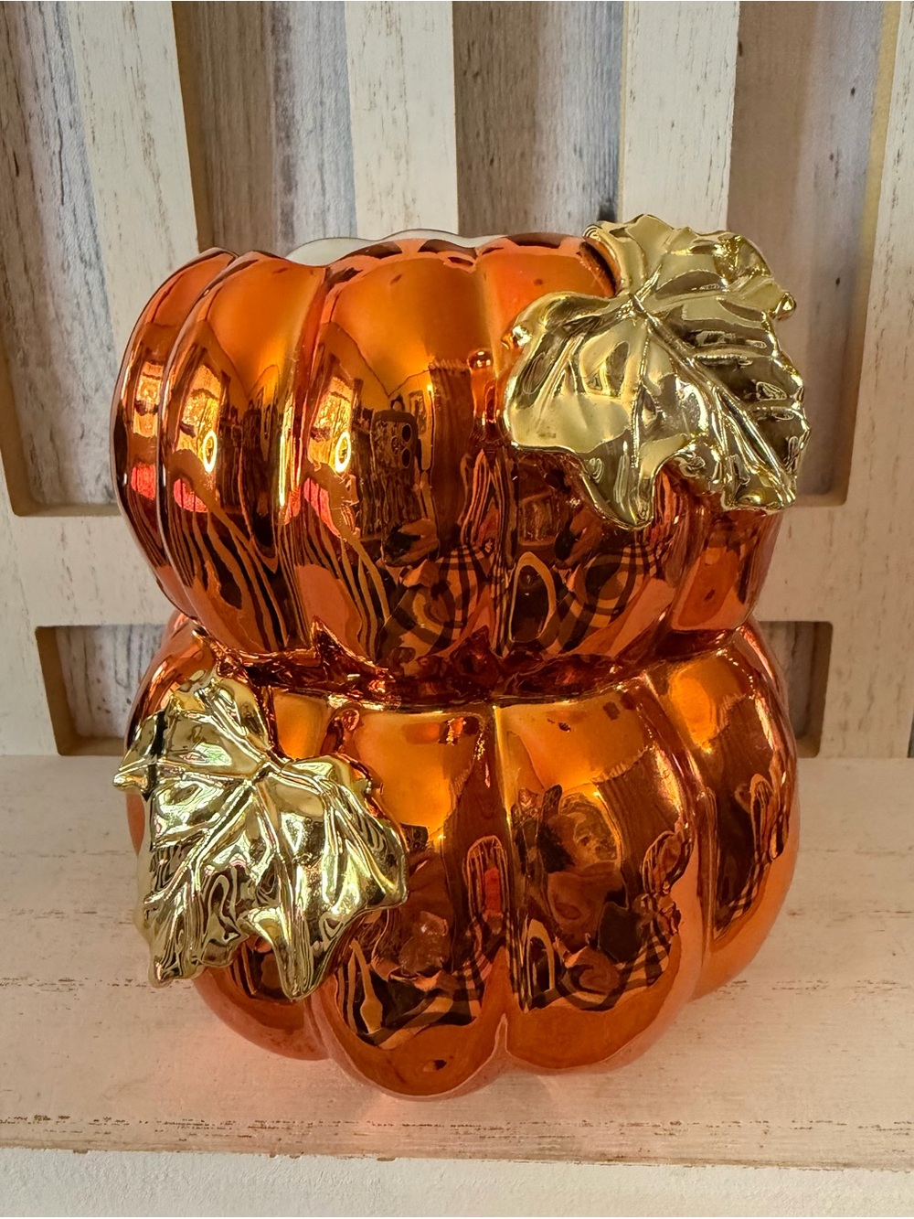 Bath & Body Works 4.75" Stacked Pumpkins Gentle Foaming Soap Holder Orange Gold